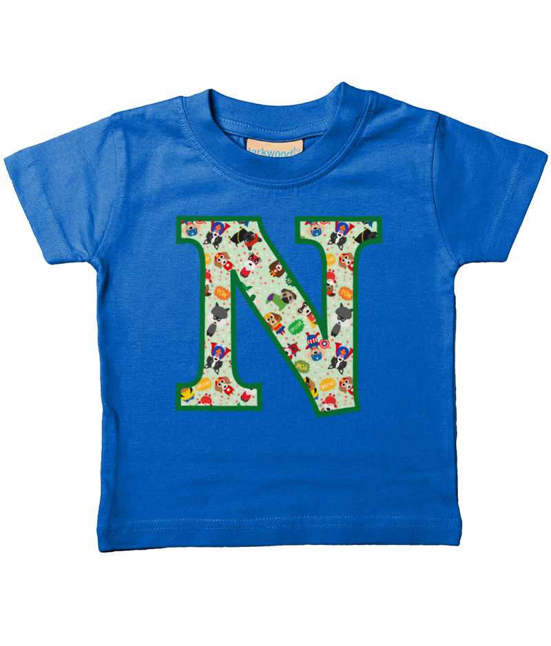 Green Pet Superheroes T-Shirt Letter N