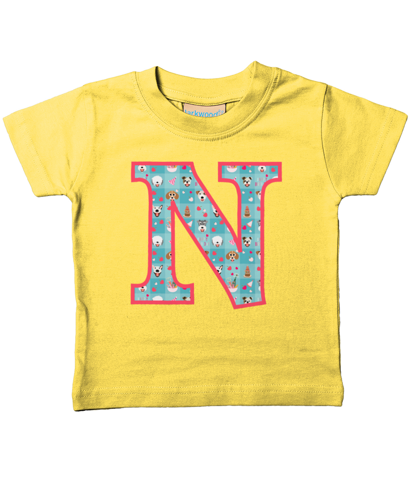 Blue Doggy Celebration T-Shirt Letter N