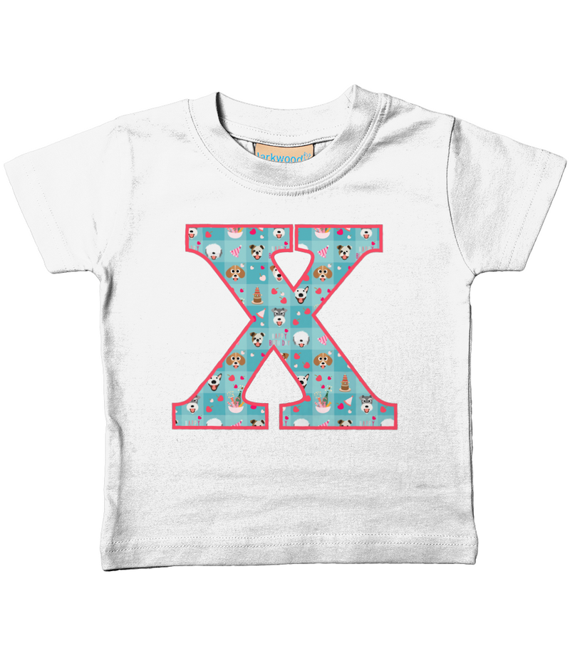 Blue Doggy Celebration T-Shirt Letter X