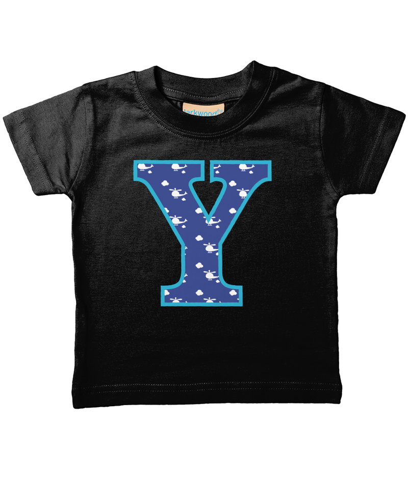 Blue Helicopter Letter Y T Shirt