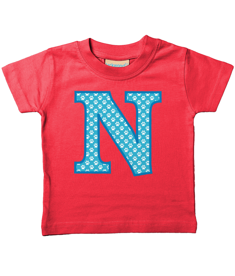 Blue Paws T-Shirt Letter N