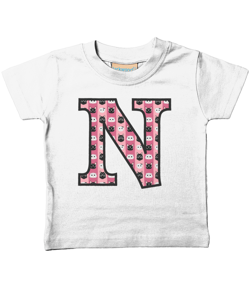 Pink Cats T-Shirt Letter N