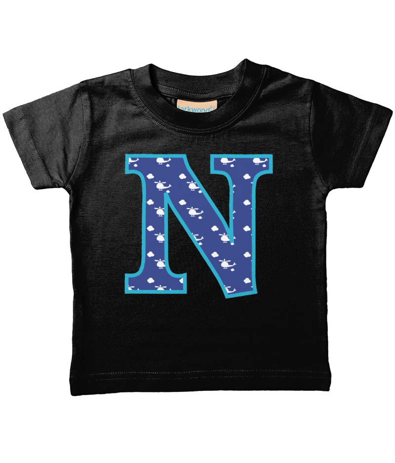 Blue Helicopter Letter N T Shirt