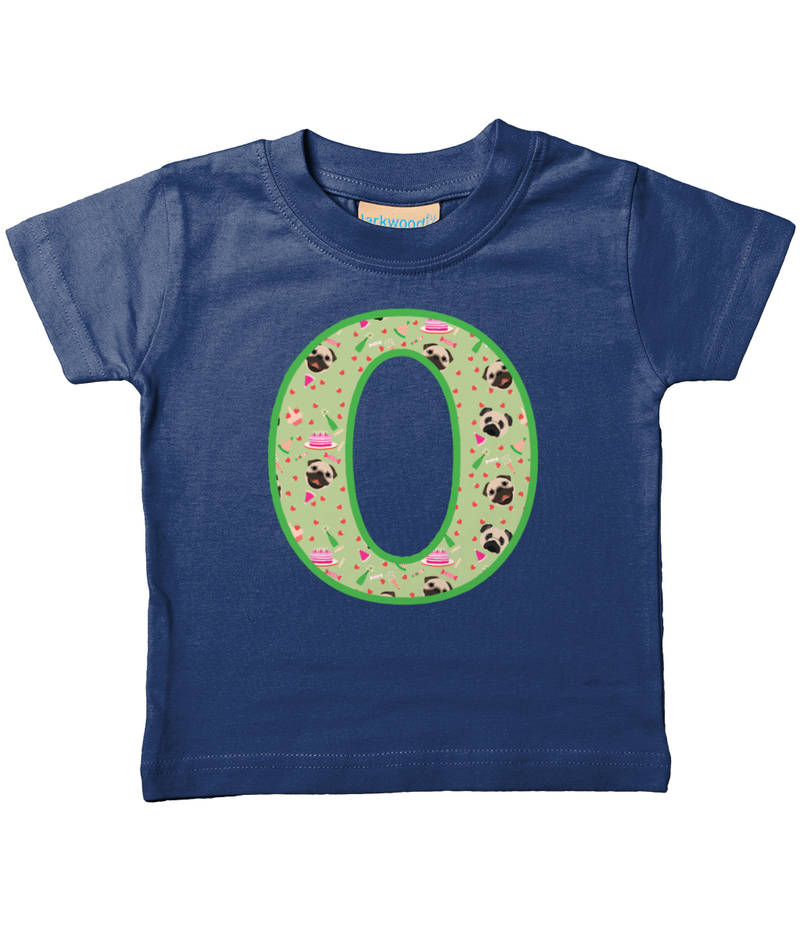 Green Pug T-Shirt Letter O