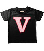 Pink Hearts T-Shirt Letter V