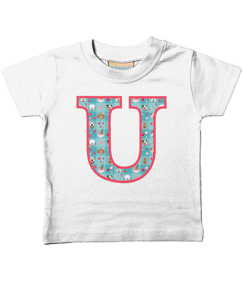 Blue Doggy Celebration T-Shirt Letter U