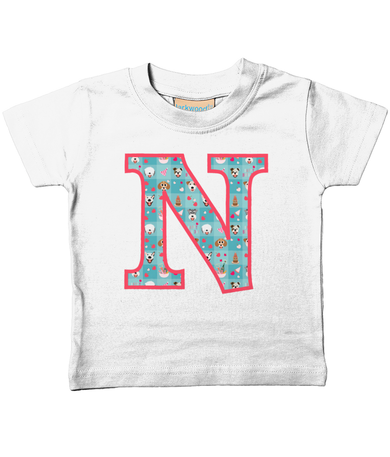 Blue Doggy Celebration T-Shirt Letter N