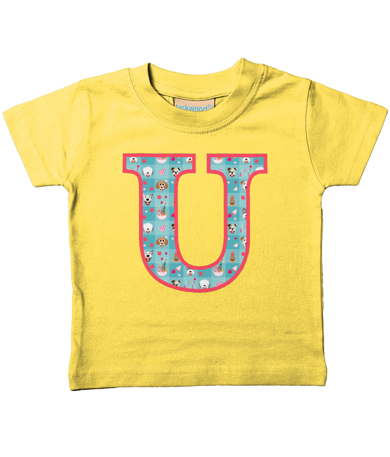 Blue Doggy Celebration T-Shirt Letter U