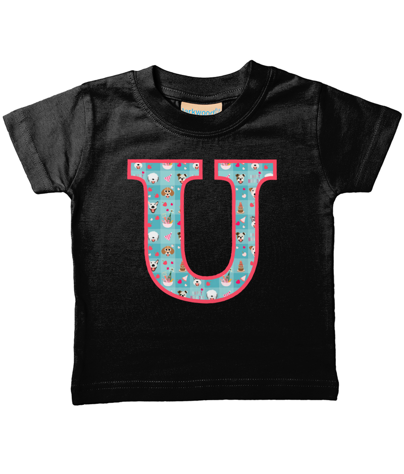 Blue Doggy Celebration T-Shirt Letter U