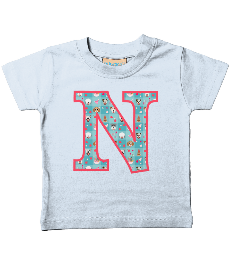 Blue Doggy Celebration T-Shirt Letter N