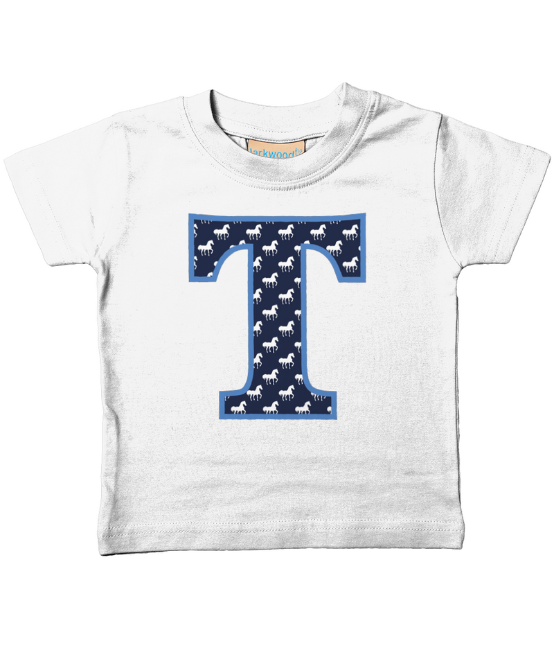 Blue Horse T-Shirt Letter T