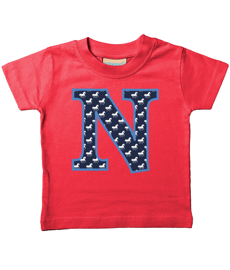 Blue Horse T-Shirt Letter N