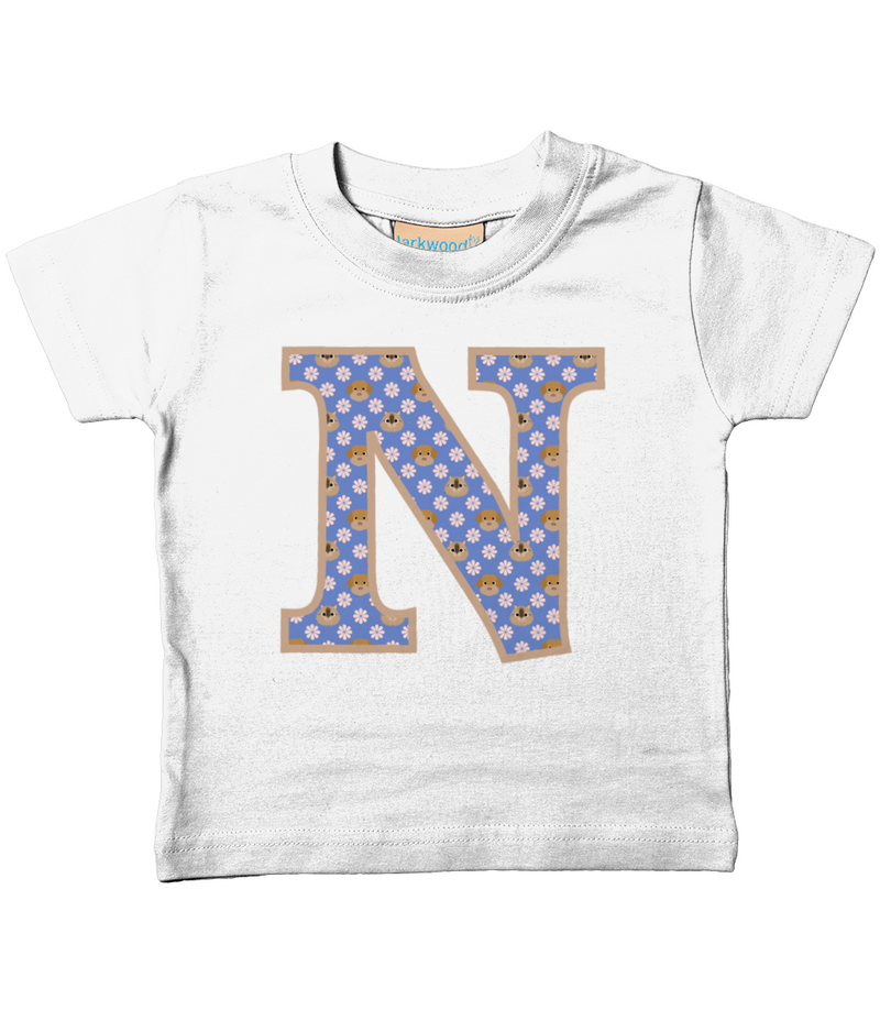 Purple Dogs And Cats Letter N T Shirt