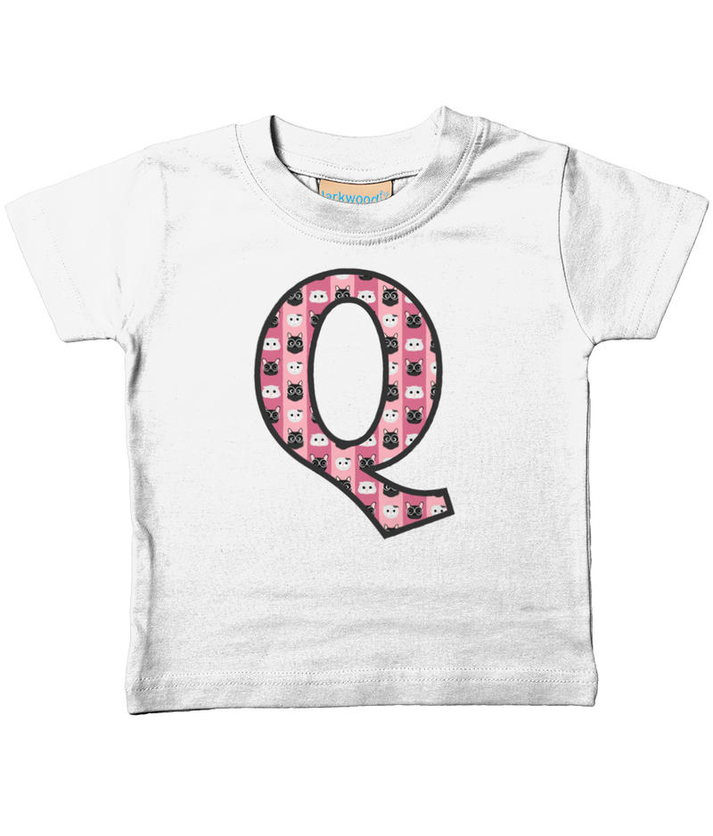 Pink Cats T-Shirt Letter Q