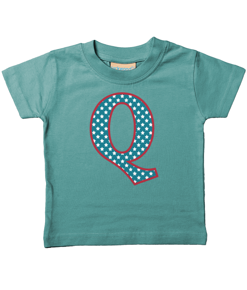 Blue Stars Letter Q T Shirt