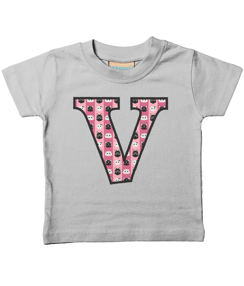 Pink Cats T-Shirt Letter V