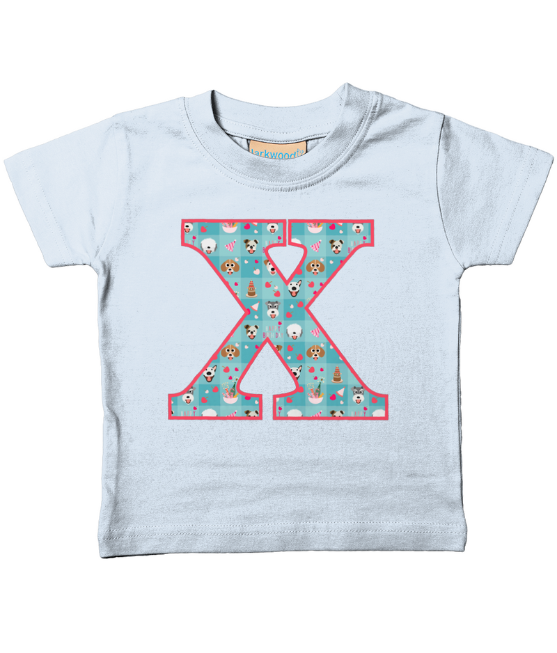 Blue Doggy Celebration T-Shirt Letter X