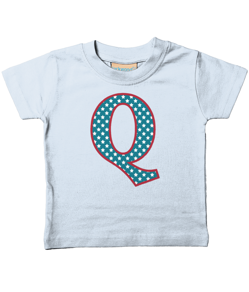 Blue Stars Letter Q T Shirt