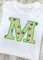 Green Pug T-Shirt Letter M