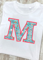 Blue Doggy Celebration T-Shirt Letter M