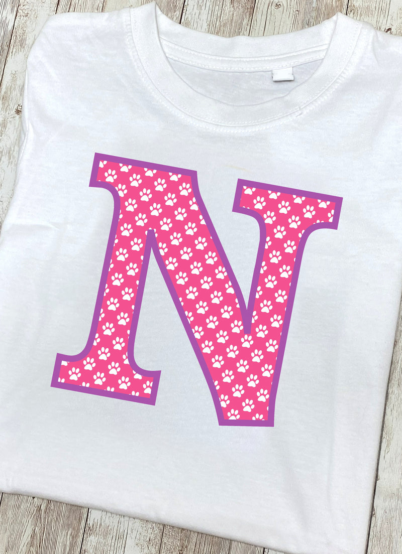 Pink Paws T-Shirt Letter N