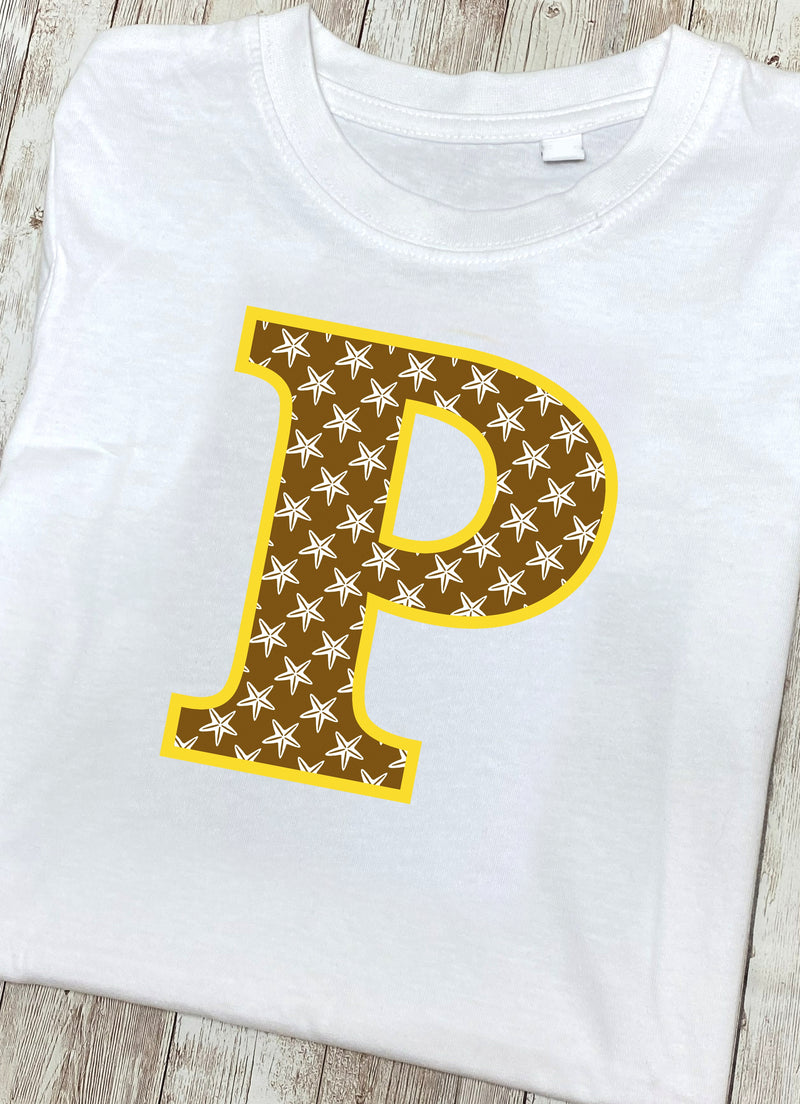 Brown Starfish Letter P T Shirt