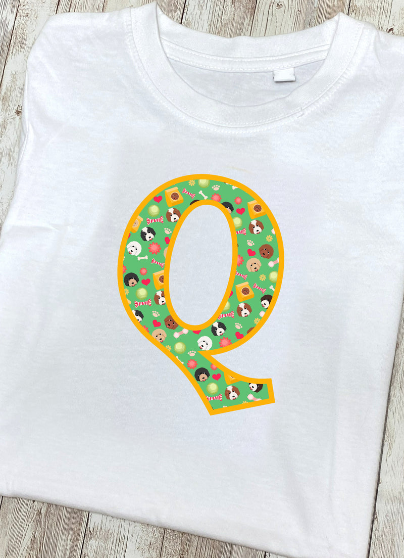 Doodle Dogs T-Shirt Letter Q