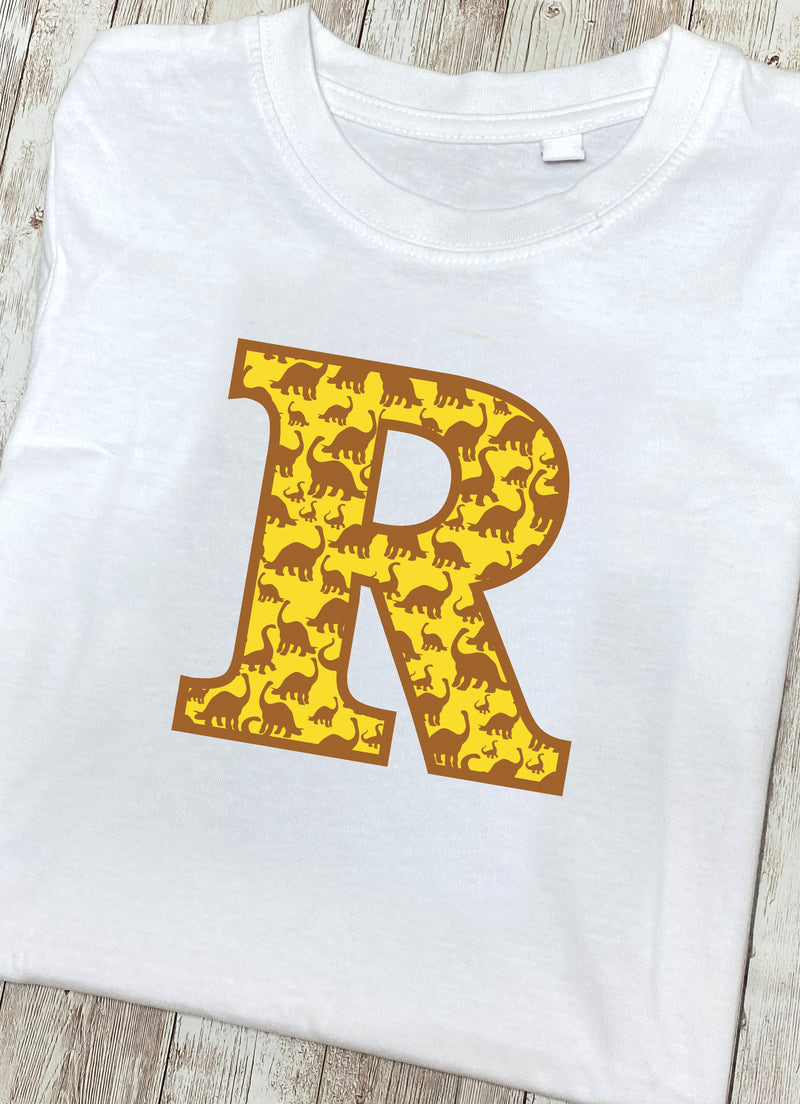 Yellow Dinosaur T-Shirt Letter R