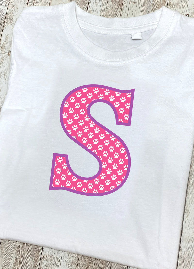 Pink Paws T-Shirt Letter S