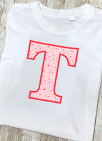 Pink Hearts T-Shirt Letter T