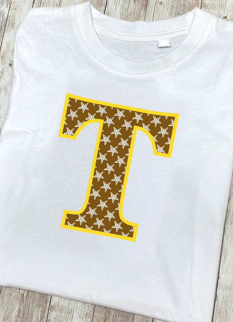 Brown Starfish Letter T T Shirt