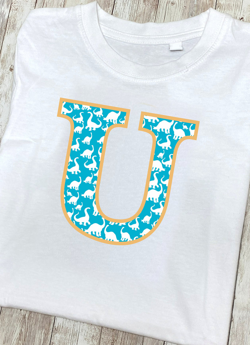 Blue Dinosaur T-Shirt Letter U