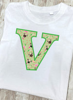 Green Pug T-Shirt Letter V