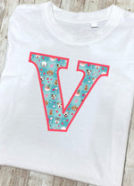 Blue Doggy Celebration T-Shirt Letter V