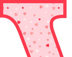 Pink Hearts T-Shirt Letter V