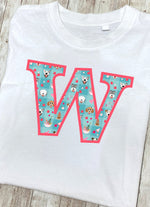 Blue Doggy Celebration T-Shirt Letter W