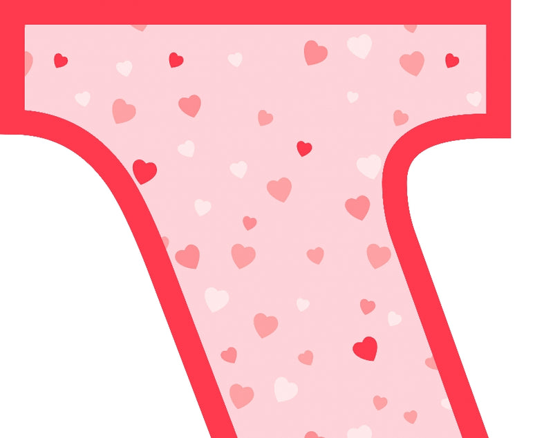 Pink Hearts T-Shirt Letter W