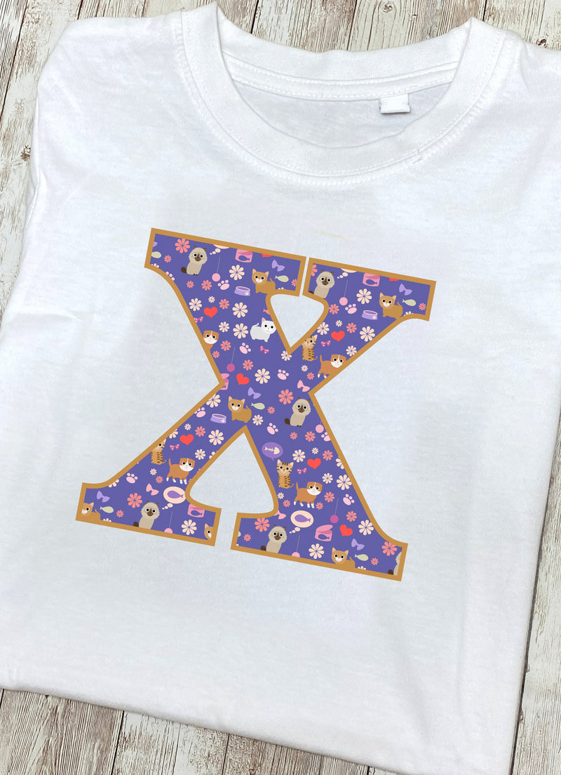 Purple Cats T-Shirt Letter X