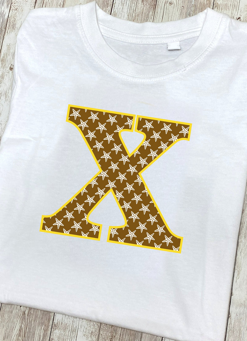 Brown Starfish Letter X T Shirt