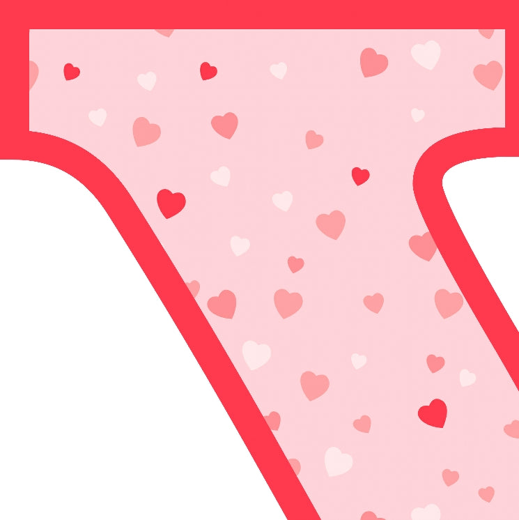 Pink Hearts T-Shirt Letter Y