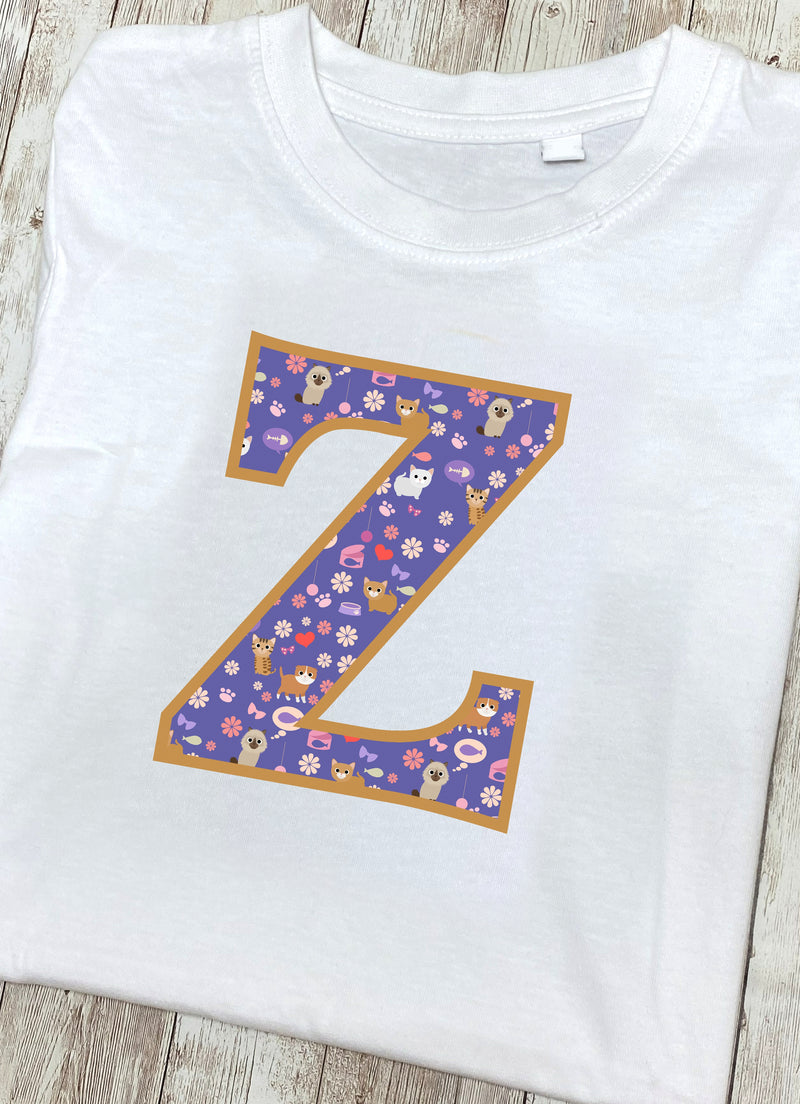 Purple Cats T-Shirt Letter Z