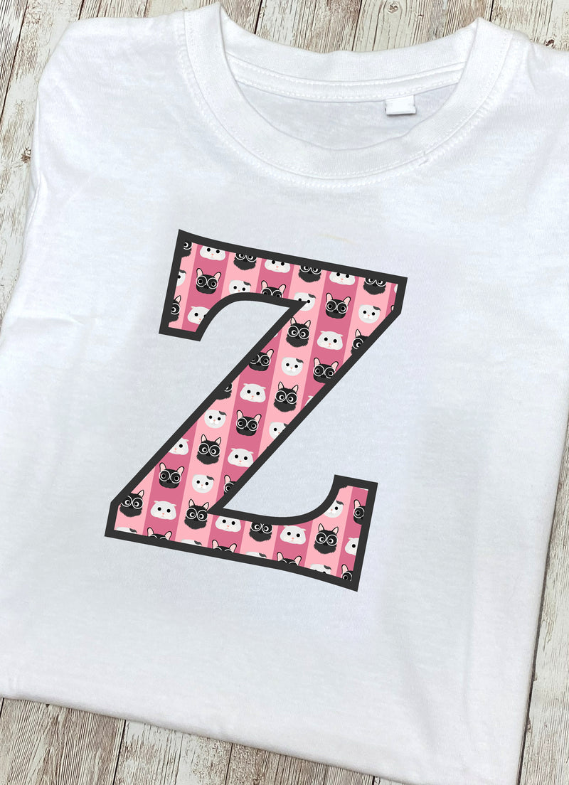 Pink Cats T-Shirt Letter Z