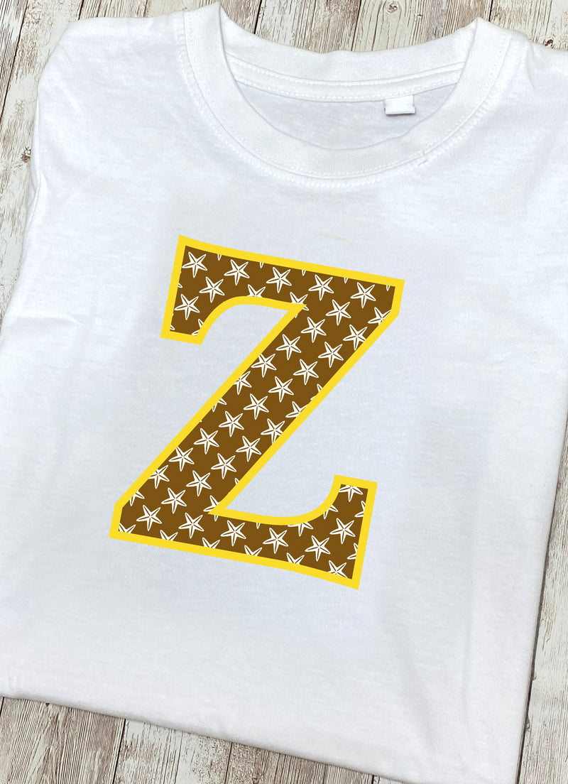 Brown Starfish Letter Z T Shirt