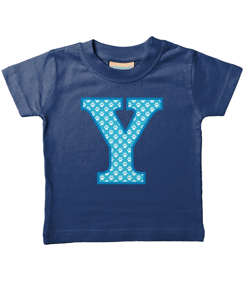 Blue Paws T-Shirt Letter Y