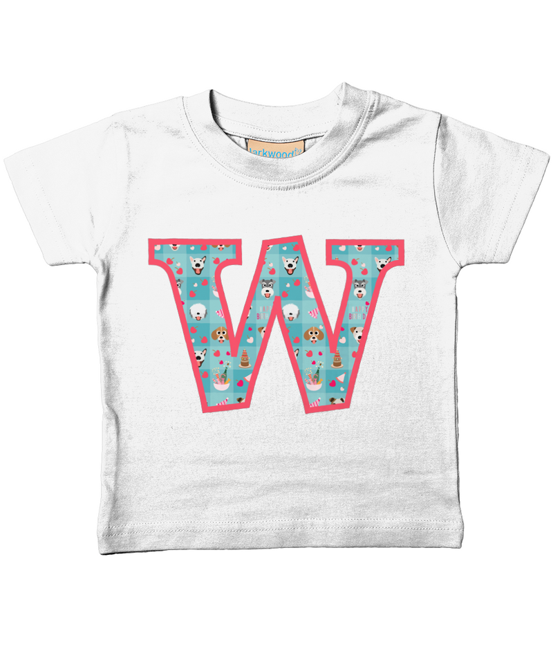 Blue Doggy Celebration T-Shirt Letter W