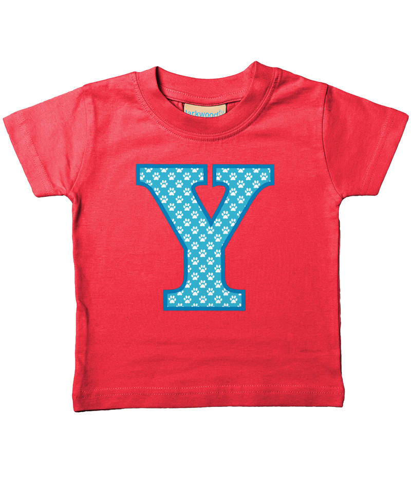 Blue Paws T-Shirt Letter Y