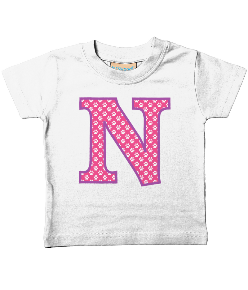 Pink Paws T-Shirt Letter N