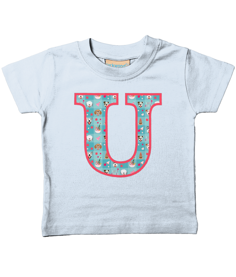 Blue Doggy Celebration T-Shirt Letter U