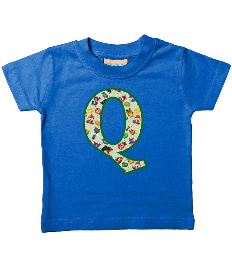 Green Pet Superheroes T-Shirt Letter Q