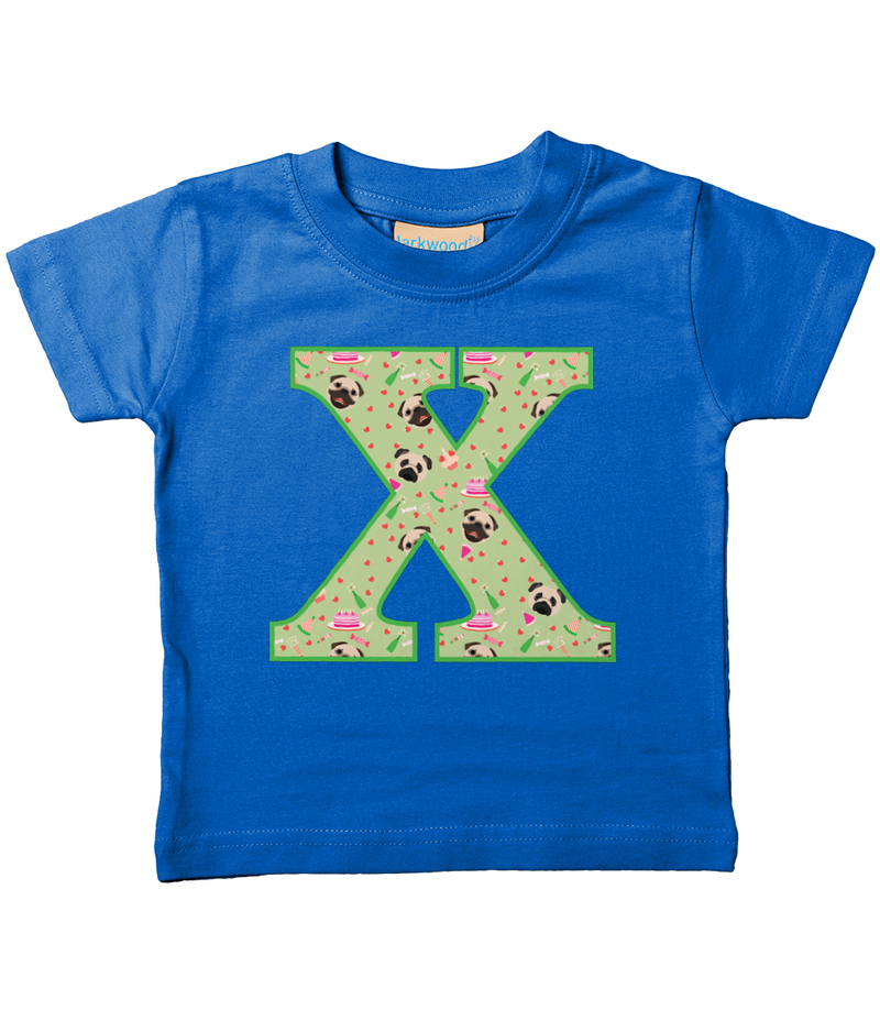 Green Pug T-Shirt Letter X